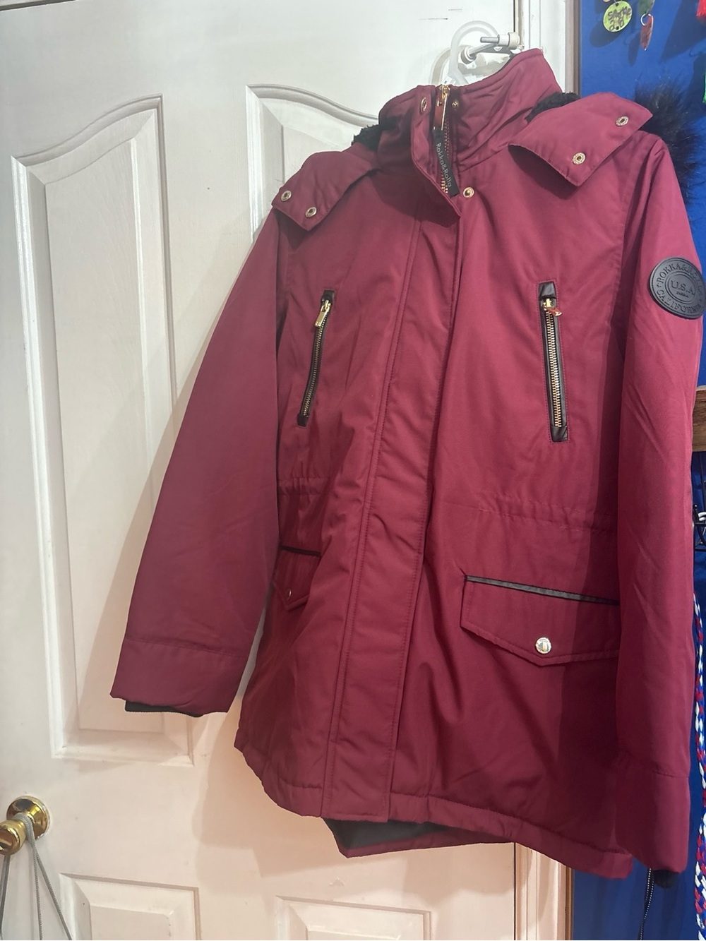 Women’s/ men’s Insulated Hooded Parka Jacket - Burgundy wine, red, olive green